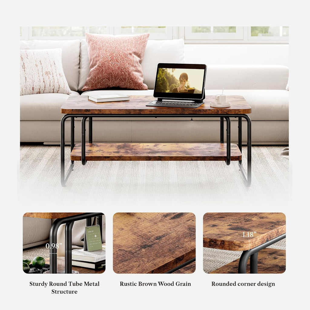 LIKEMET 47" Rounded Rectangular Coffee Table