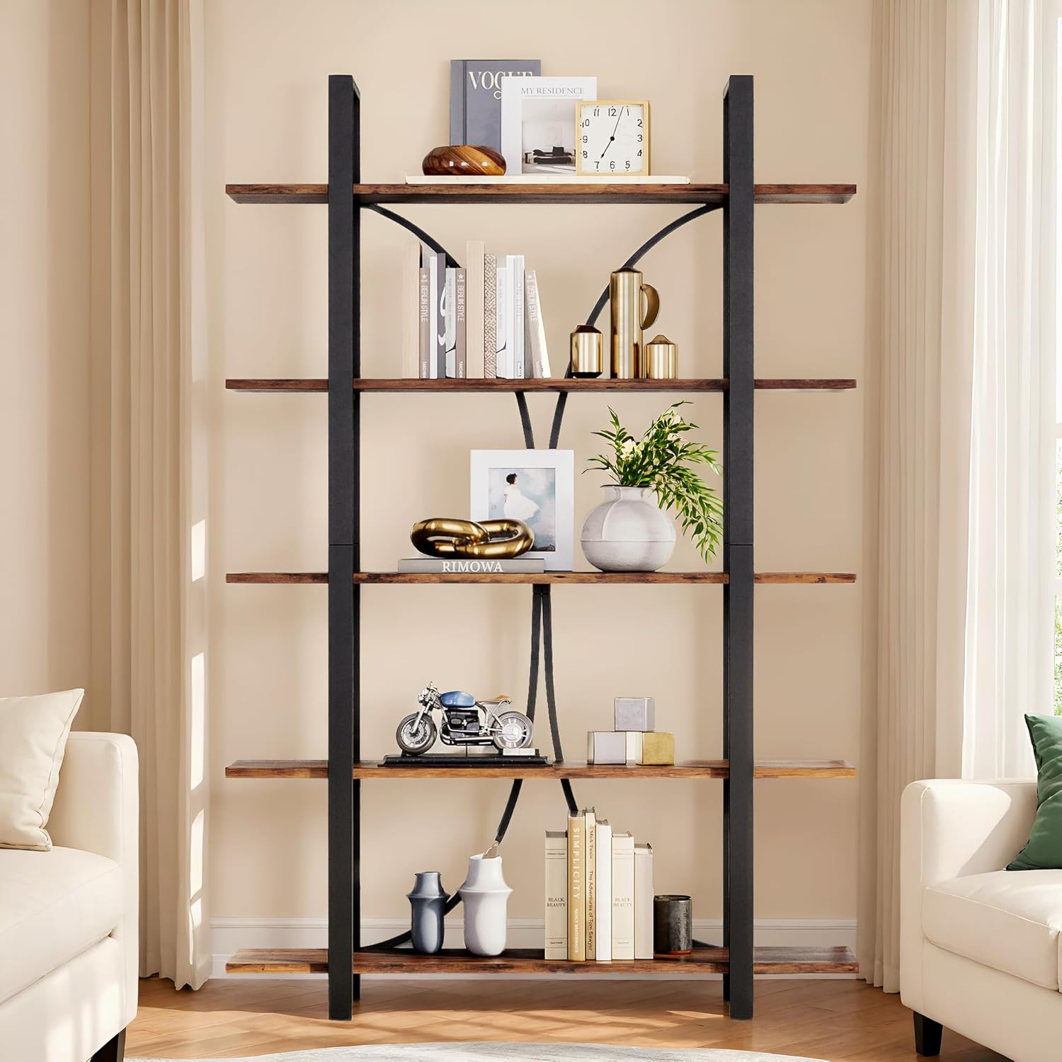 LIKEMET 70“ Open Bookshelf with Half Back