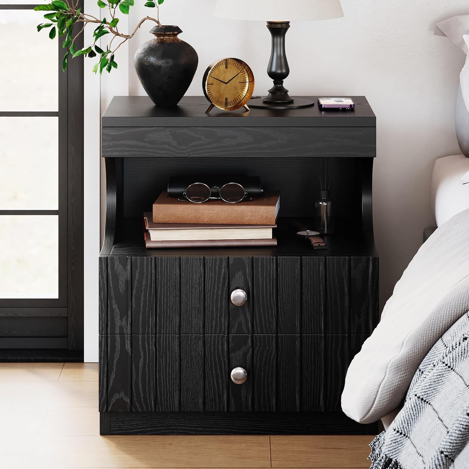 LIKEMET 21" French Nightstand ( LED & Charging Station )