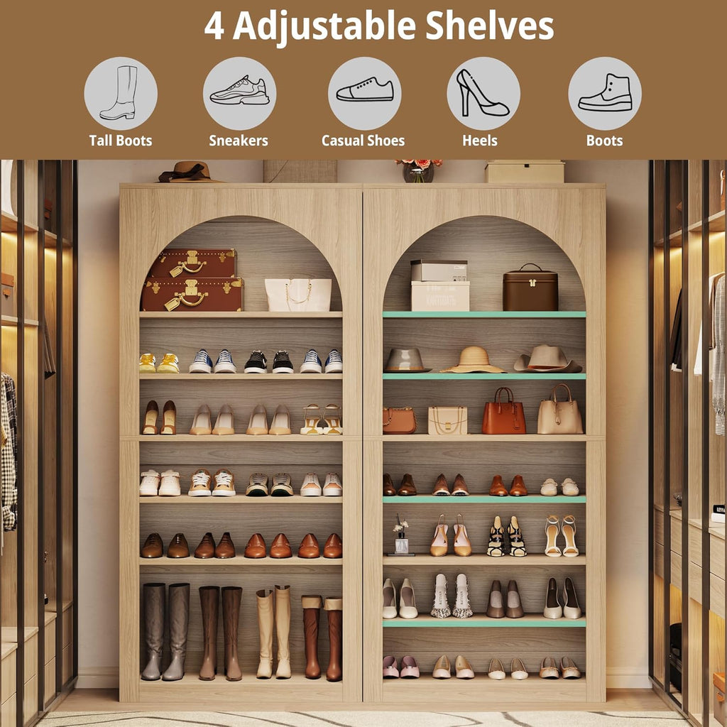 LIKEMET Arched Adjustable Shelf Shoe Cabinet（71“）
