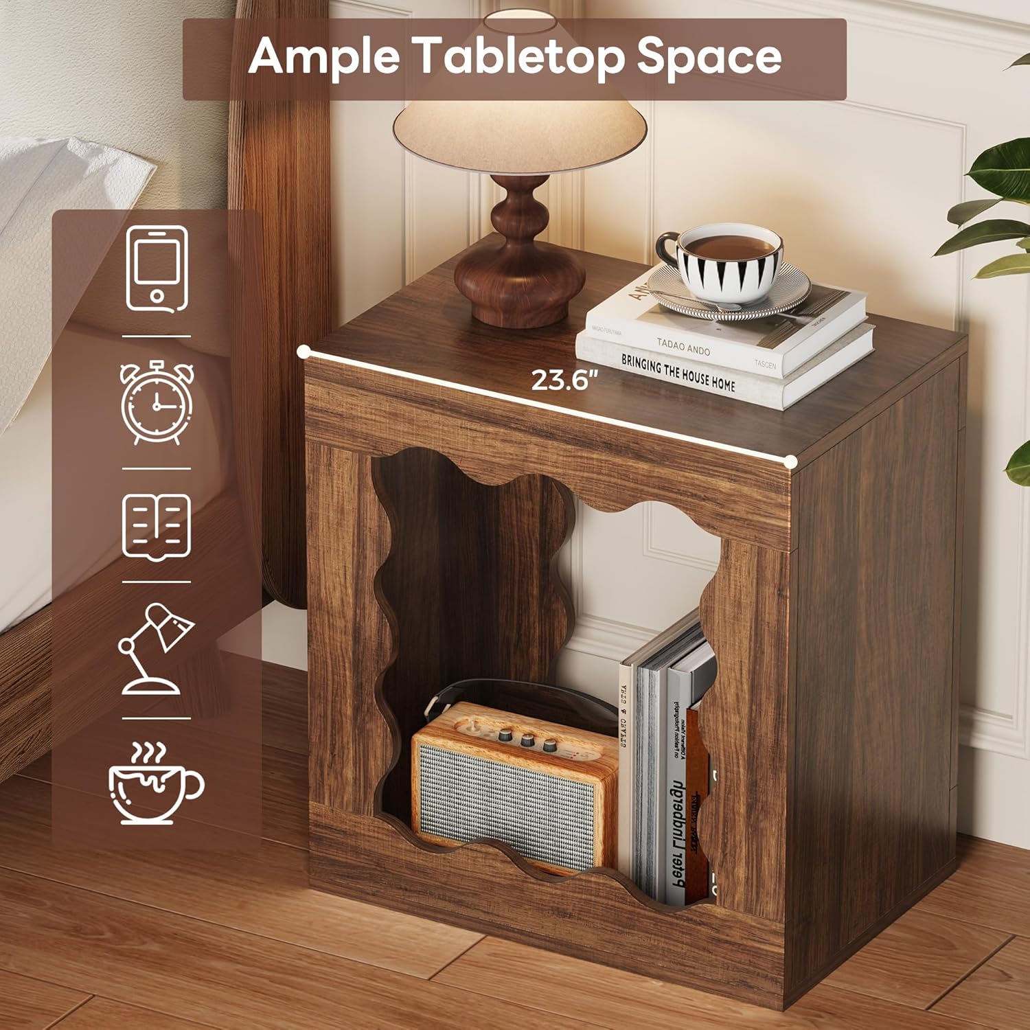 LIKEMET Wavy Farmhouse End Table（24”）