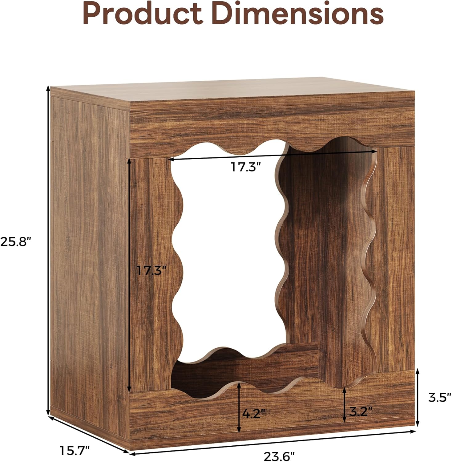 LIKEMET Wavy Farmhouse End Table（24”）