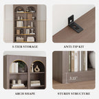 LIKEMET 70.8" Wooden High Arched Bookcase