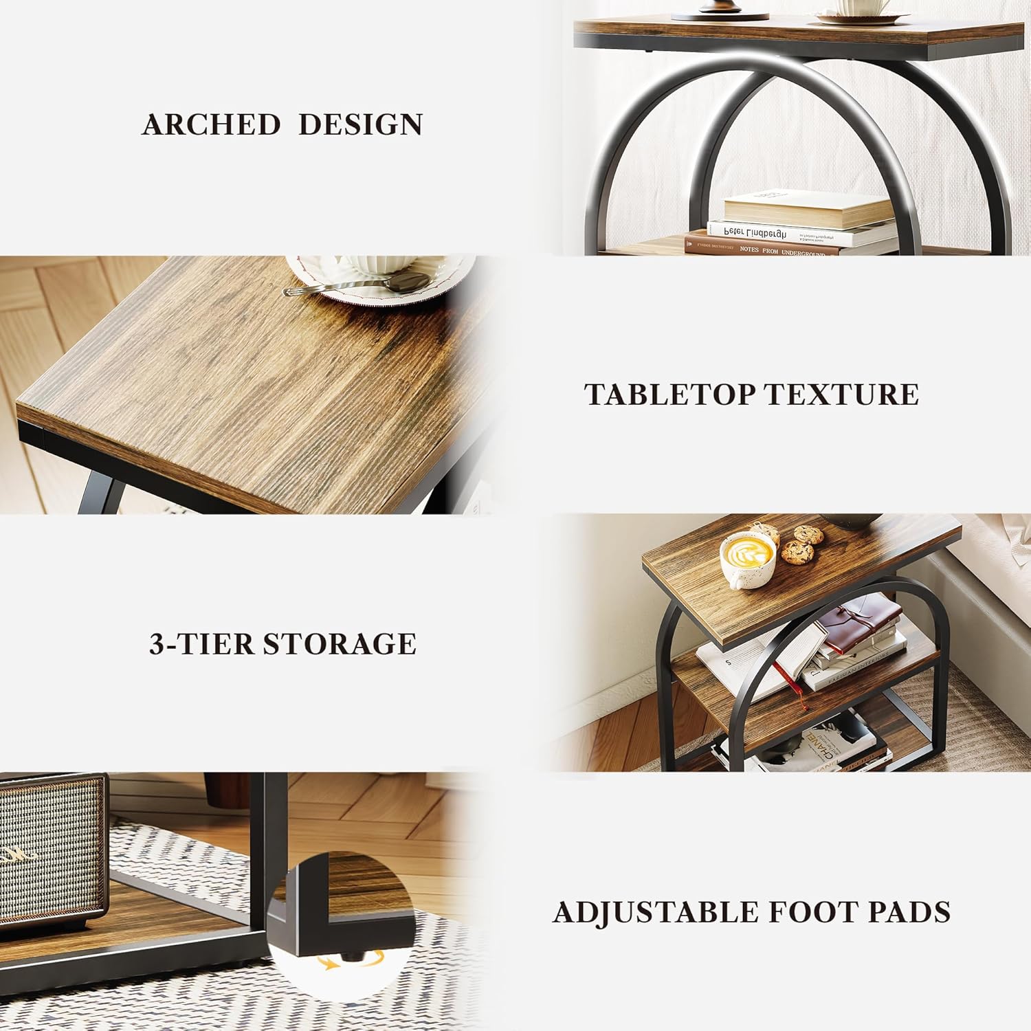 LIKEMET 25" Arched Metal Frame End Table
