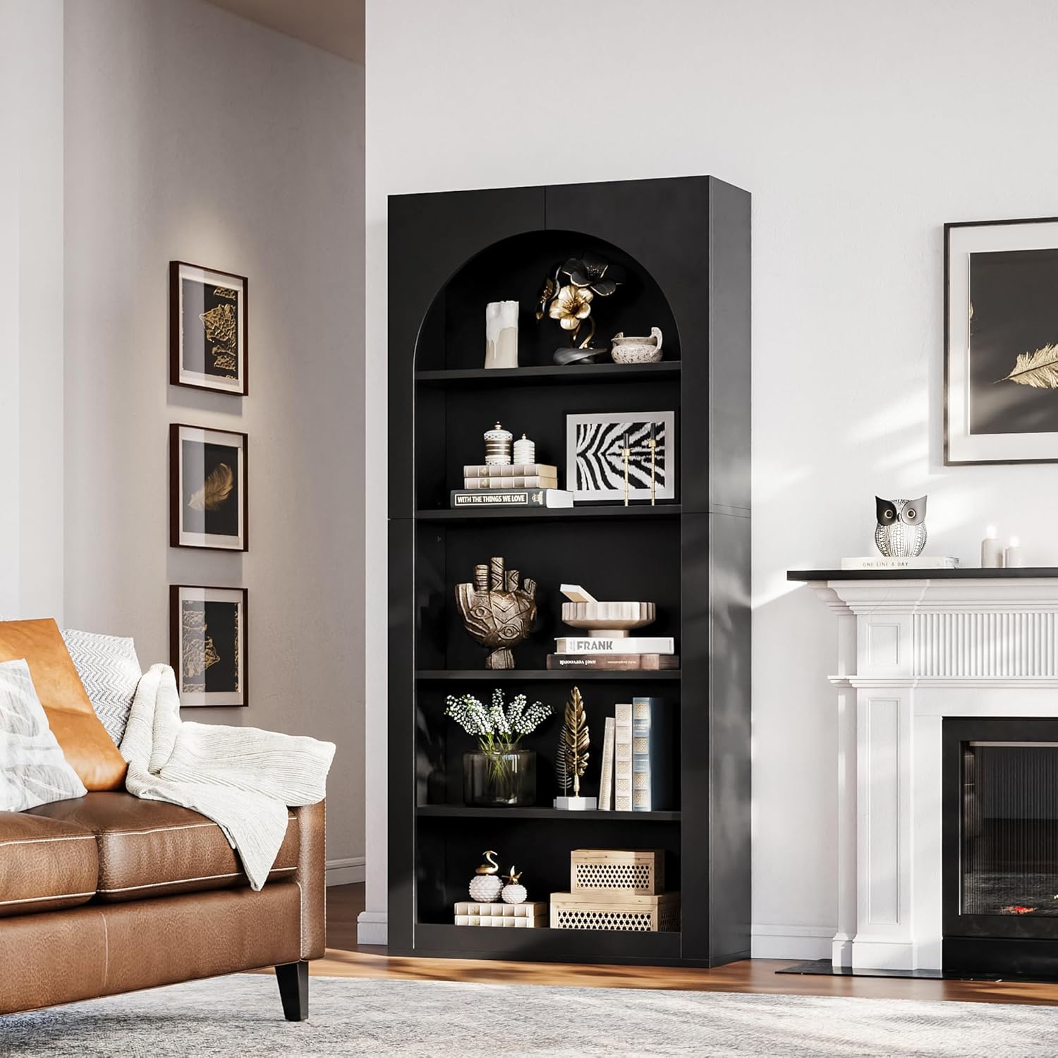 LIKEMET Rotatable Arched Bookcase（71”）