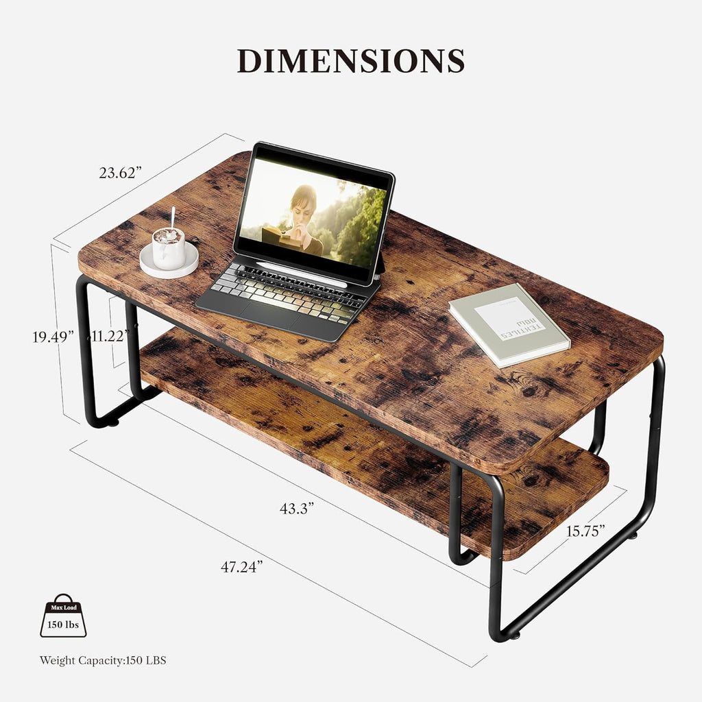 LIKEMET 47" Rounded Rectangular Coffee Table