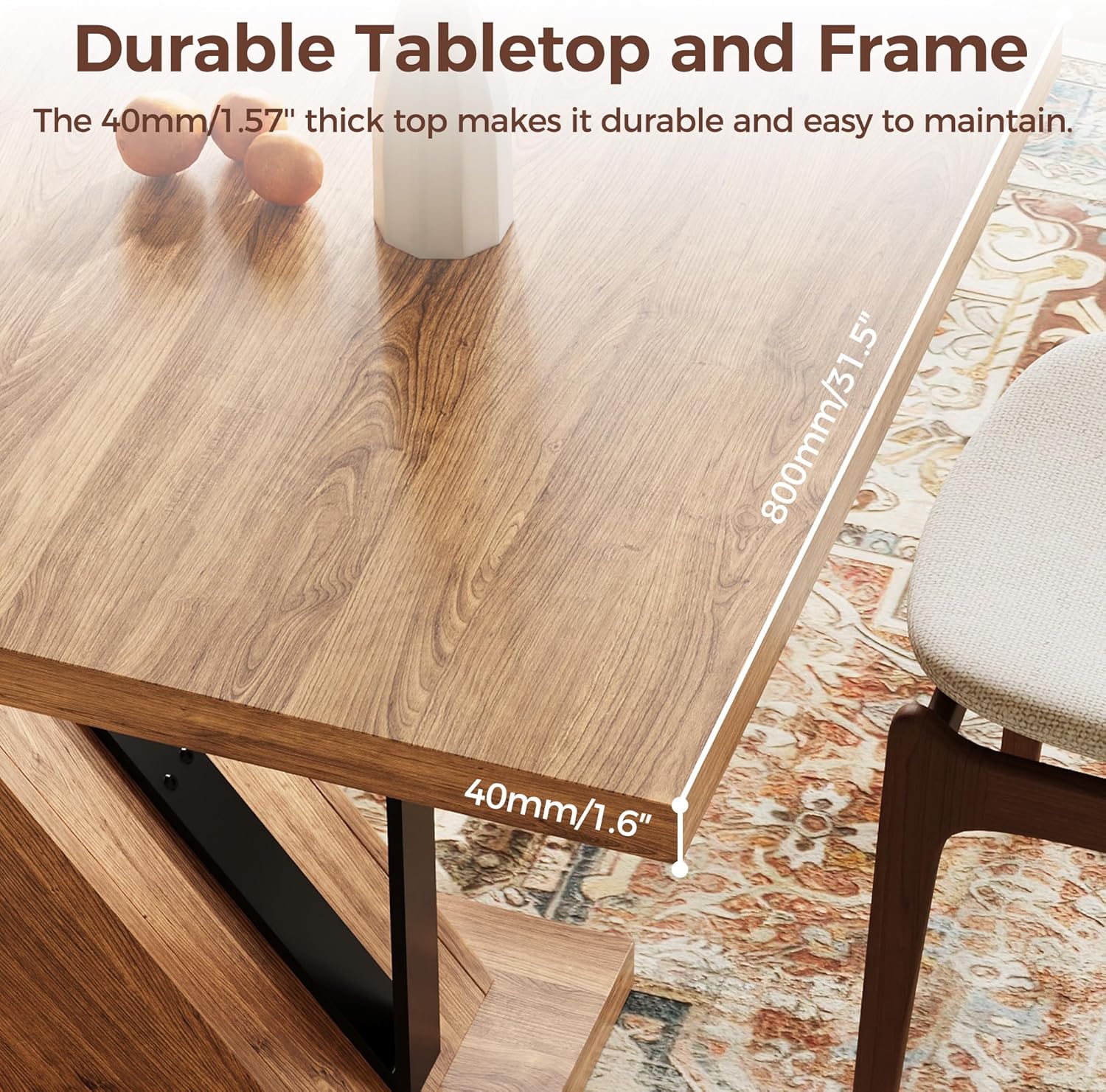 LIKEMET 47" Modern Wooden Small Rectangle Dining Table
