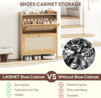 LIKEMET 4-tier Wave-shaped Rattan Shoe Cabinet（31.4“）
