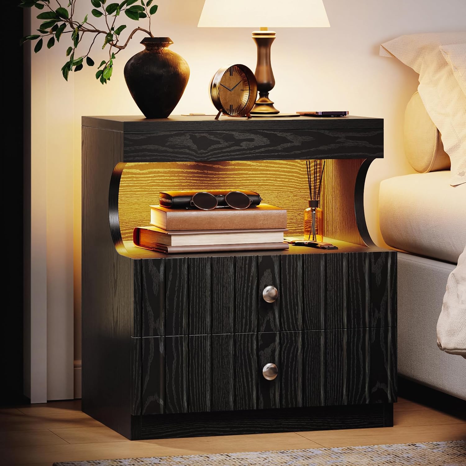LIKEMET 21" French Nightstand ( LED & Charging Station )