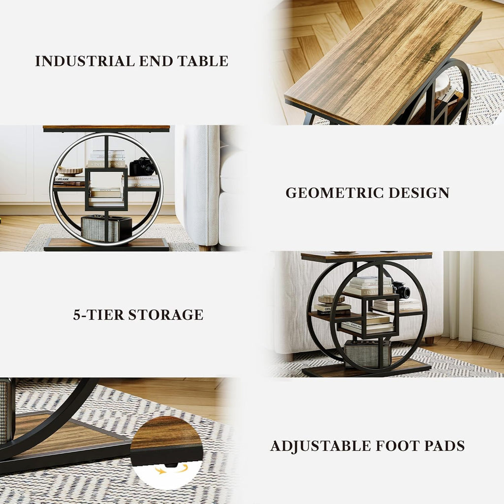 LIKEMET Geometric Frame Narrow End Table
