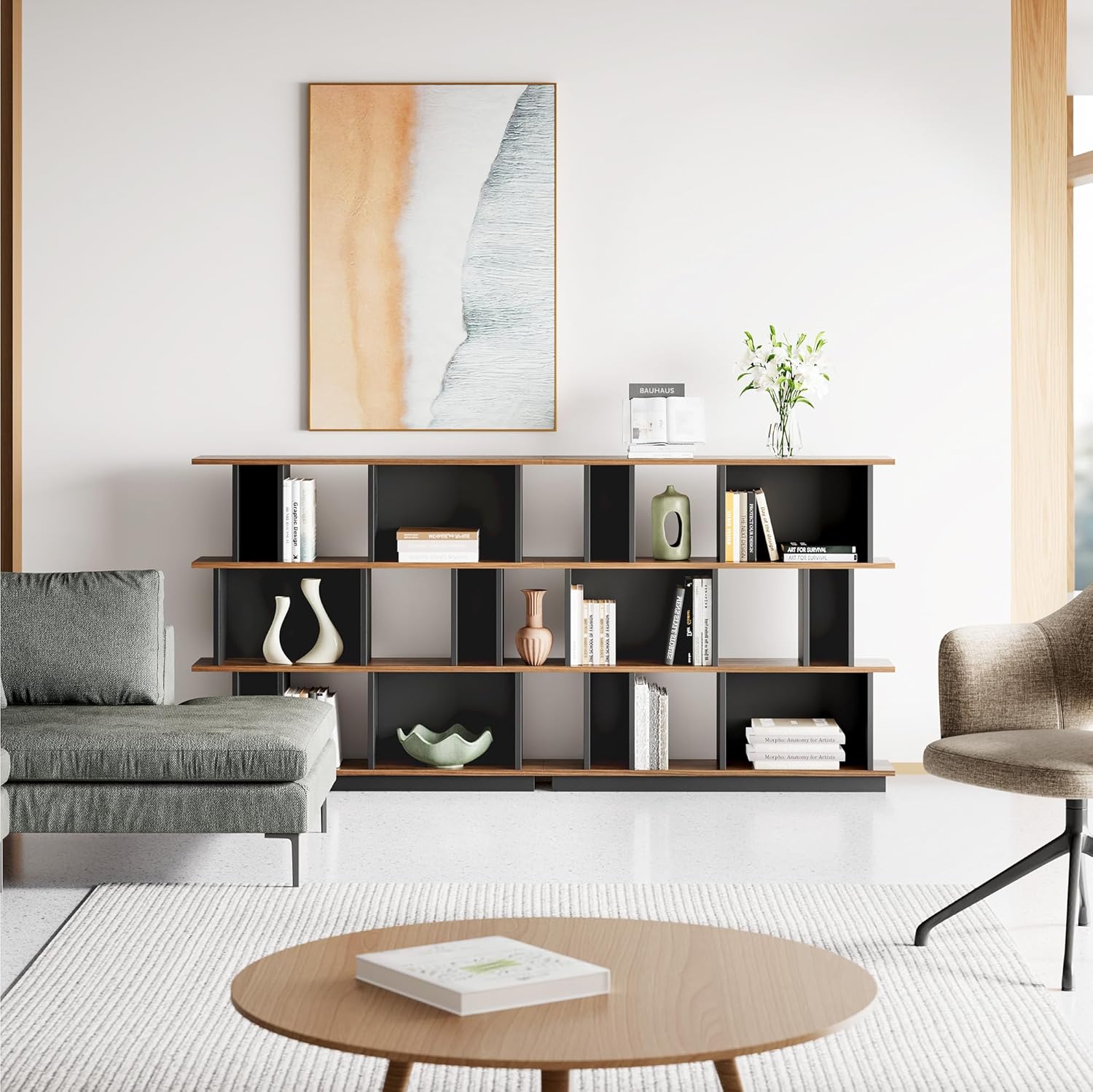LIKEMET 47" Geometric Bookshelf