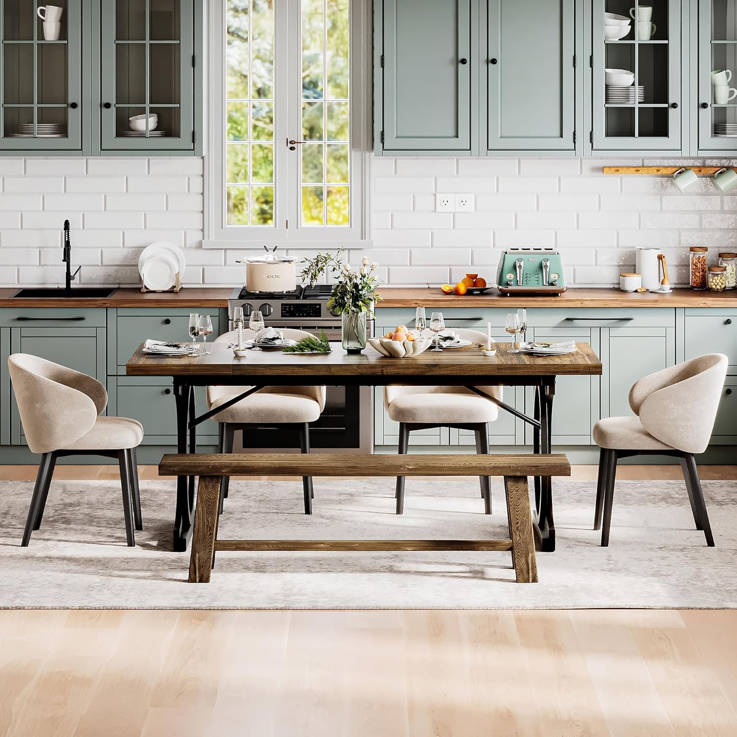 LIKEMET 70.8" Wooden Dining Table
