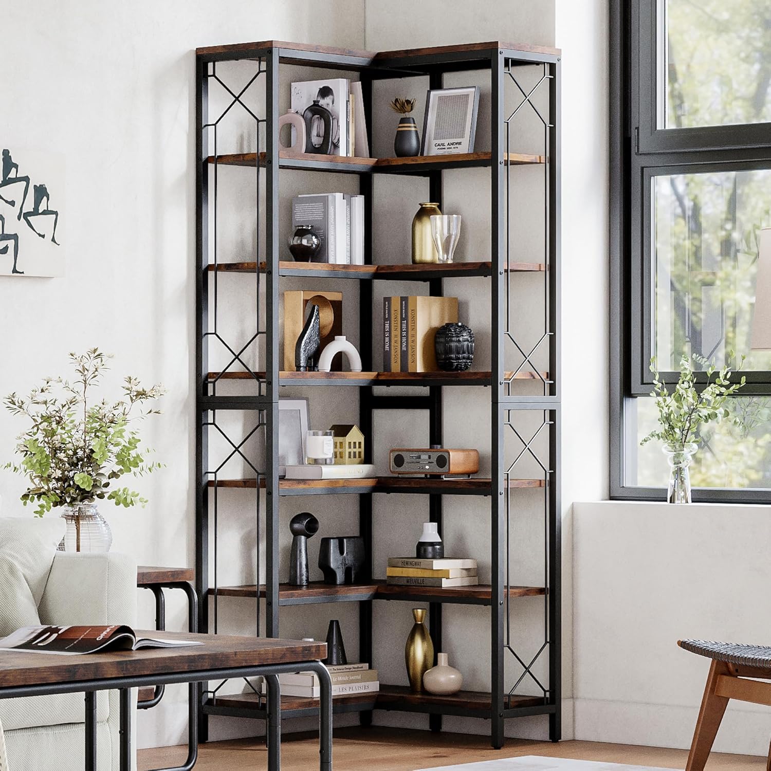 LIKEMET 79" Corner Bookcase
