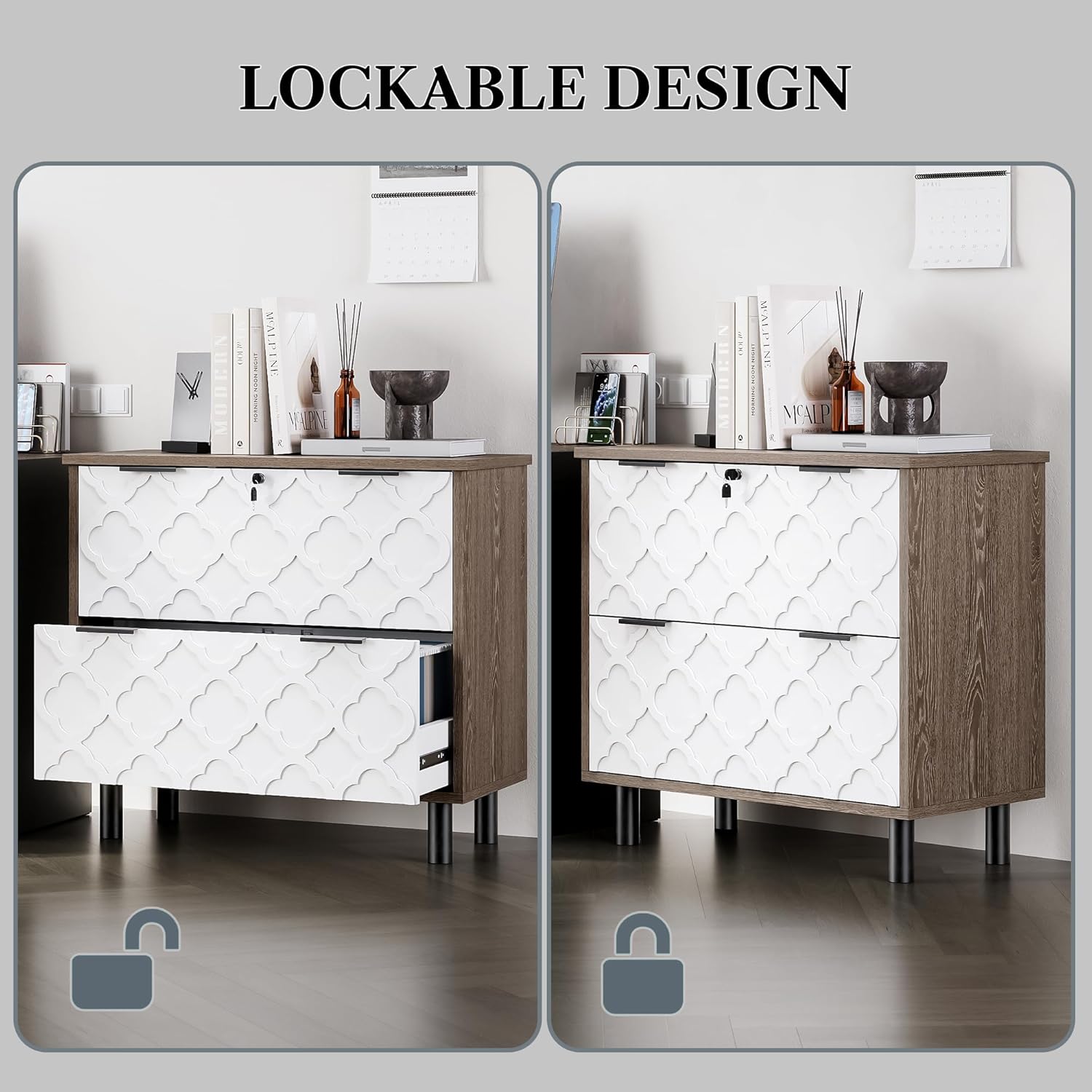 LIKEMET 2 Drawer File Cabinet with Lock