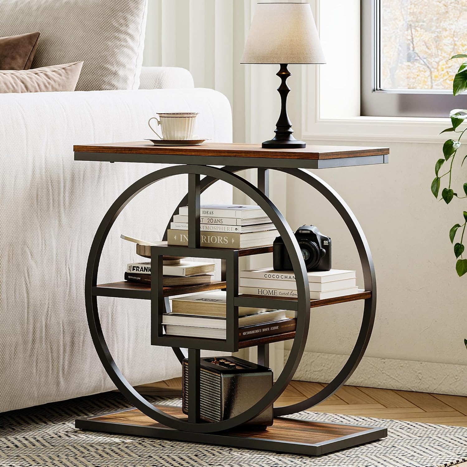 LIKEMET Geometric Frame Narrow End Table