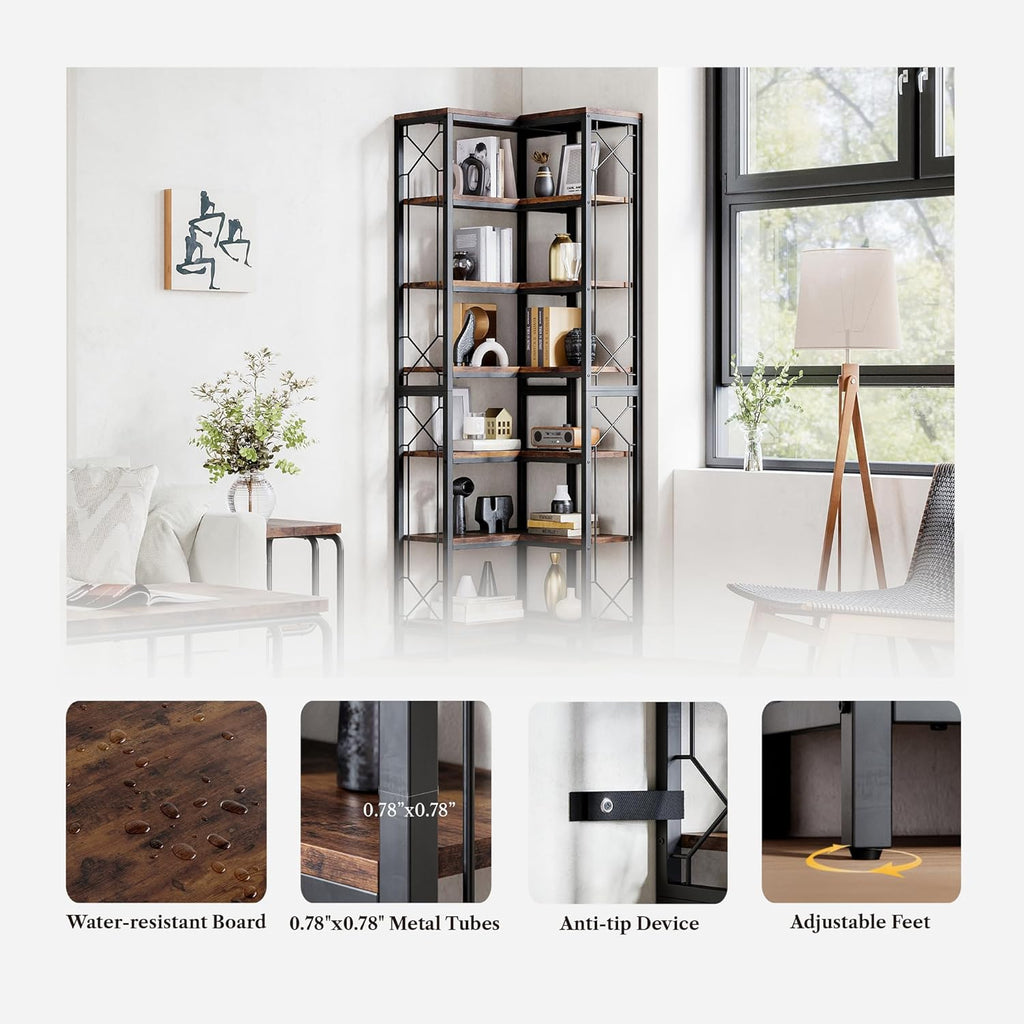 LIKEMET 79" Corner Bookcase
