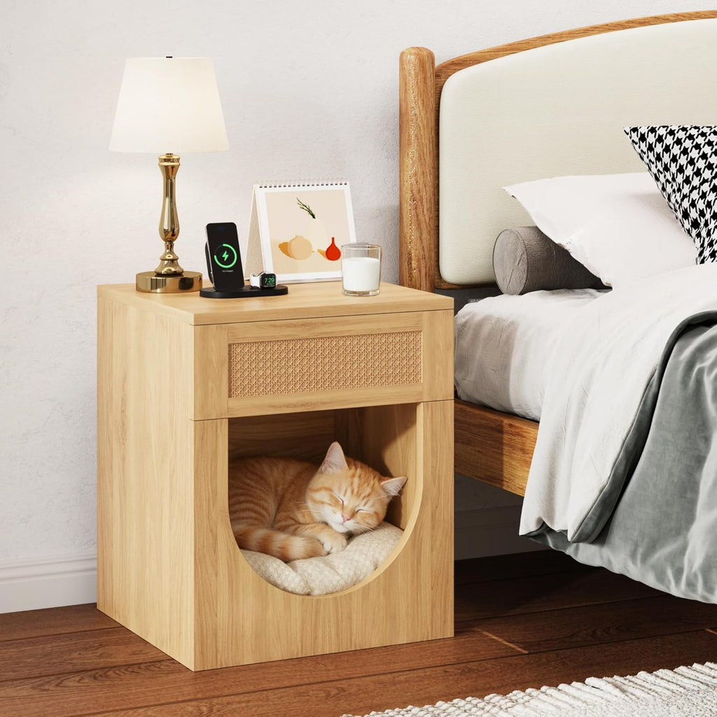 LIKEMET Bohemian-style Rattan Arched End Table（20”）