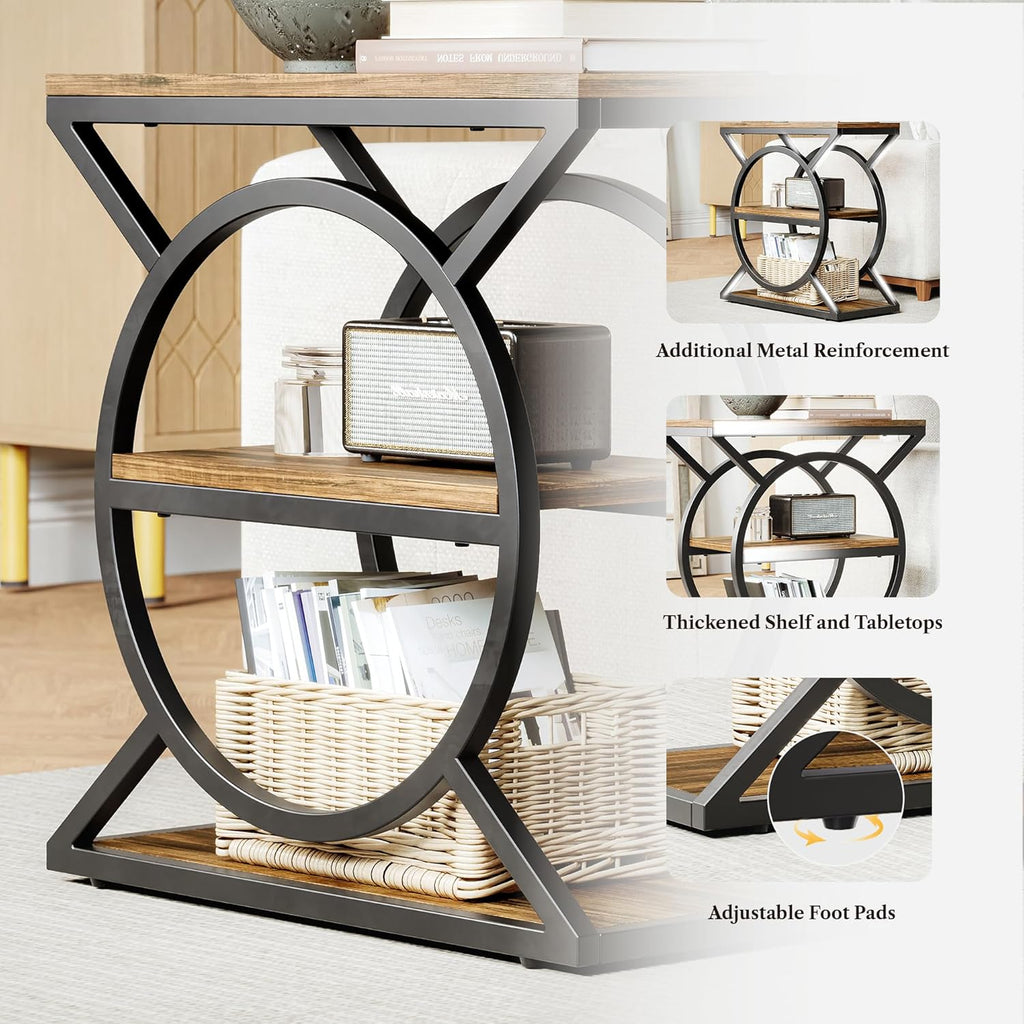 LIKEMET 3-Tier Metal Geometric End Table