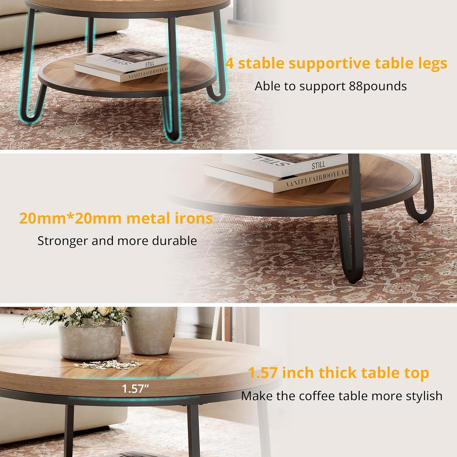 LIKEMET 32" Round Coffee Table
