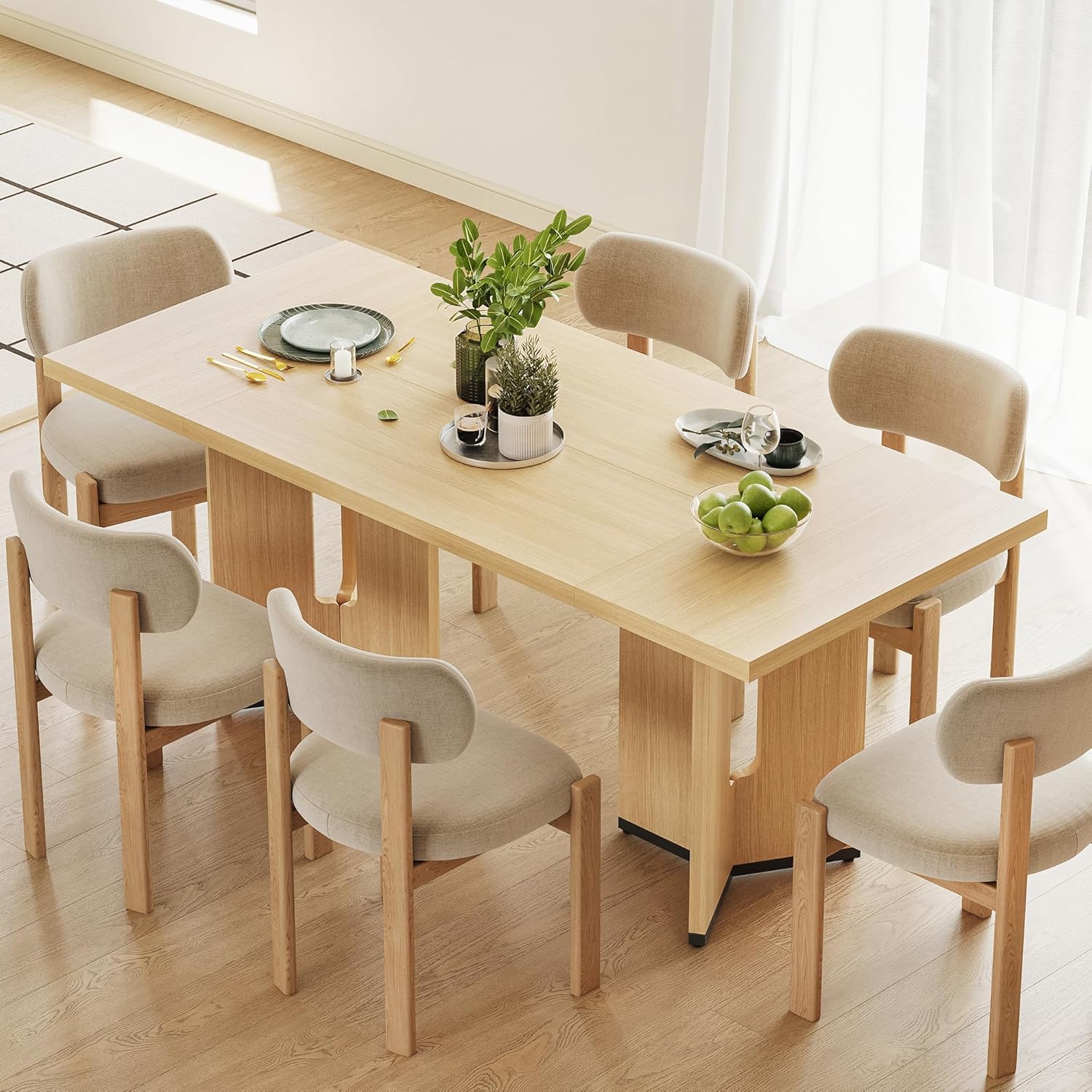 LIKEMET 70.9" Rectangular Wooden Dining Table
