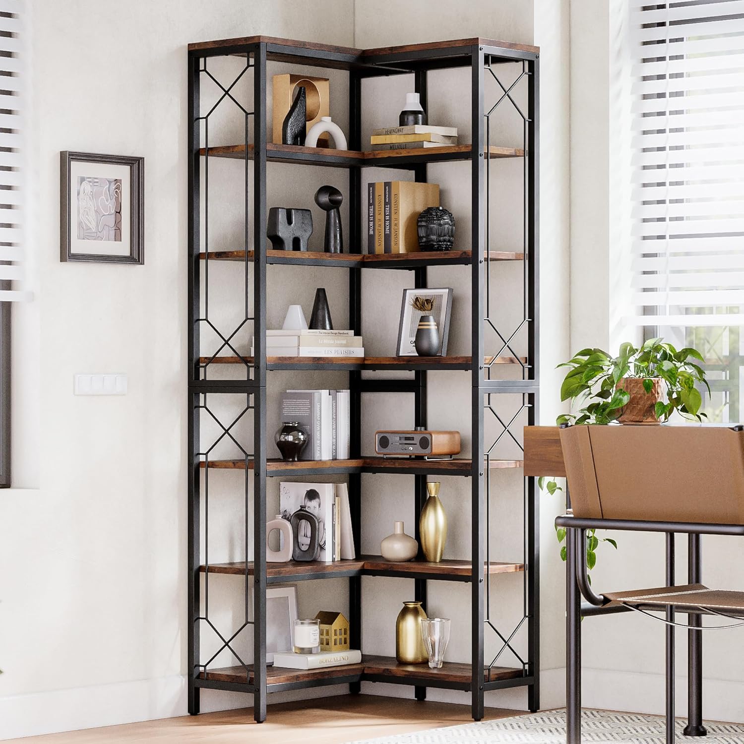 LIKEMET 79" Corner Bookcase