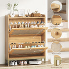LIKEMET 4-tier Wave-shaped Rattan Shoe Cabinet（31.4“）