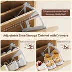 LIKEMET 4-tier Wave-shaped Rattan Shoe Cabinet（31.4“）