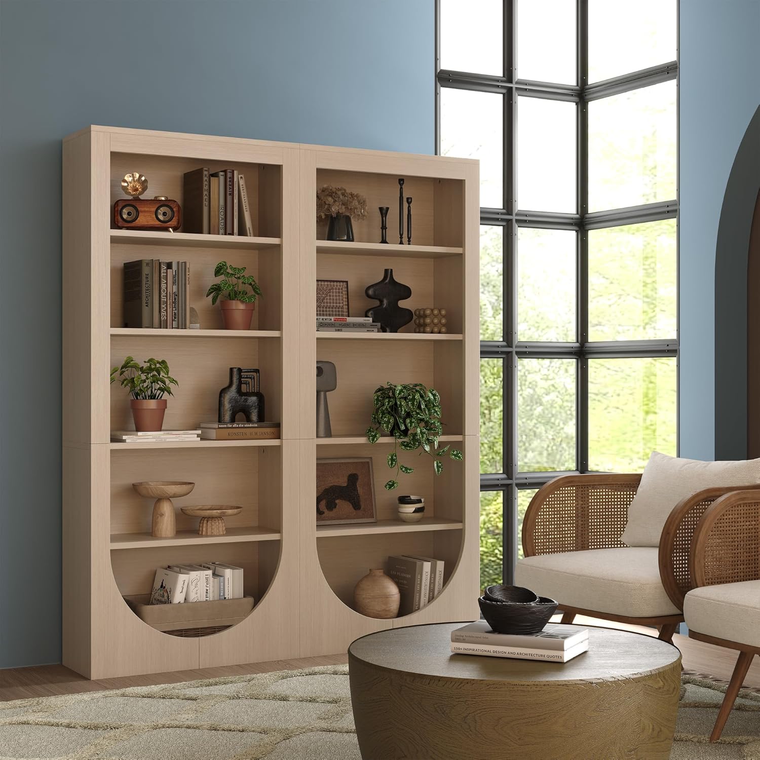 LIKEMET Rotatable Arched Bookcase（71”）