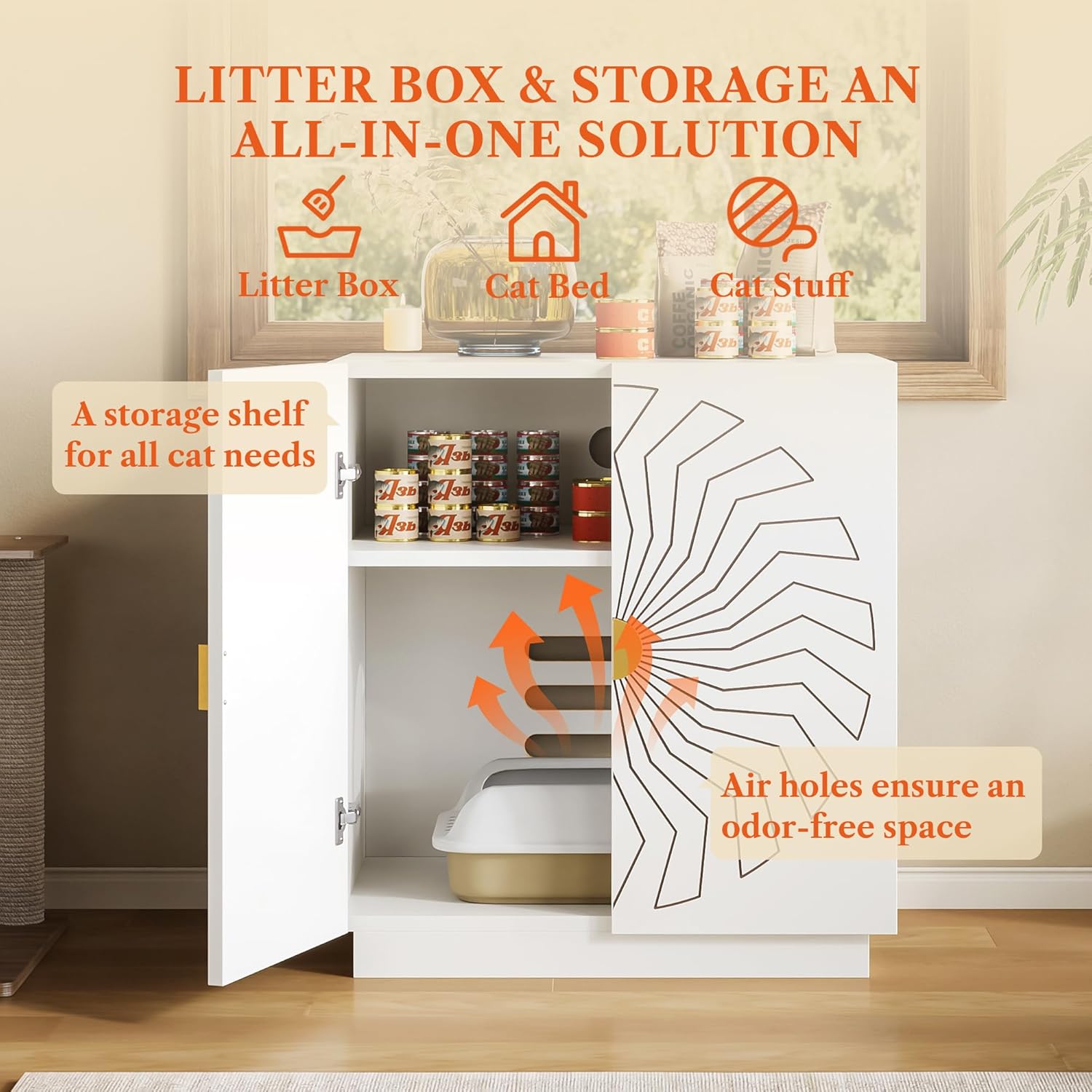 LIKEMET Sunflower Storage Hidden Cat Litter Box