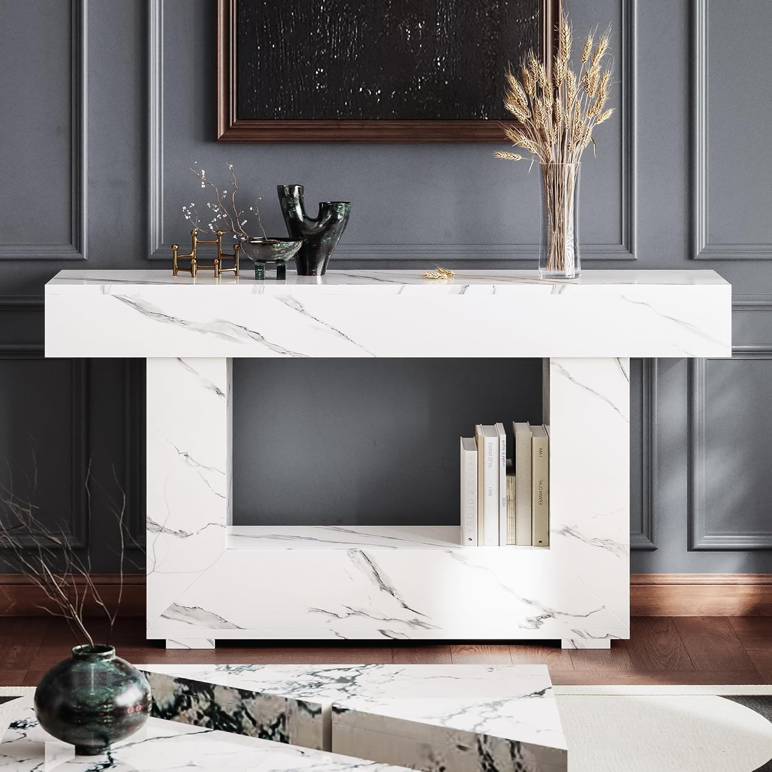 LIKEMET 55" Wooden Rustic Entryway Table
