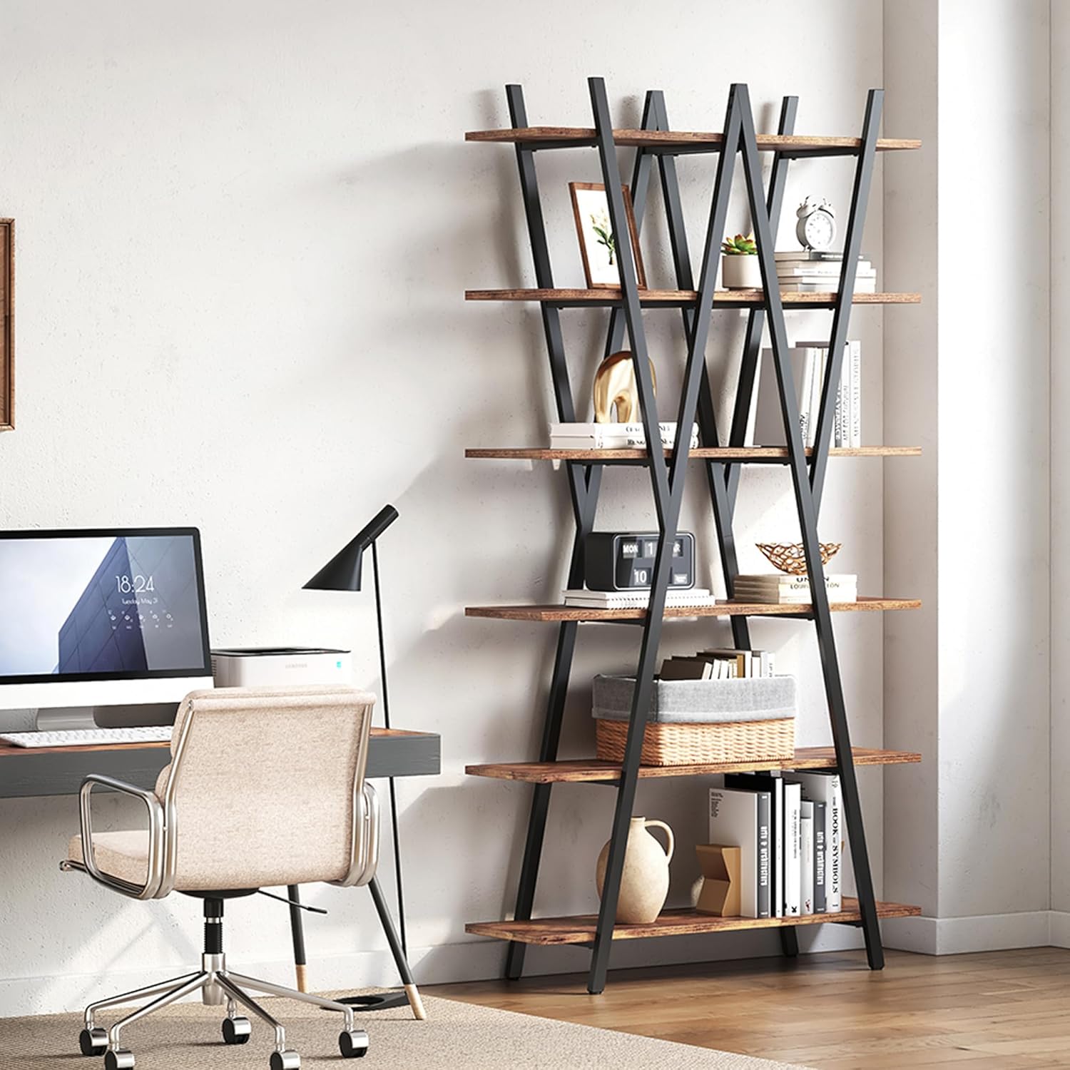 LIKEMET 74" Open High Bookshelf