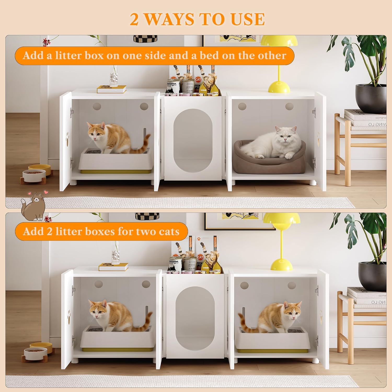 LIKEMET Hidden Double Cat Litter Box