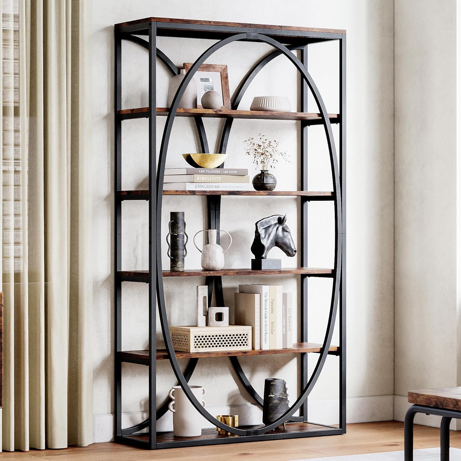LIKEMET 39.3" Metal Industrial Bookcase