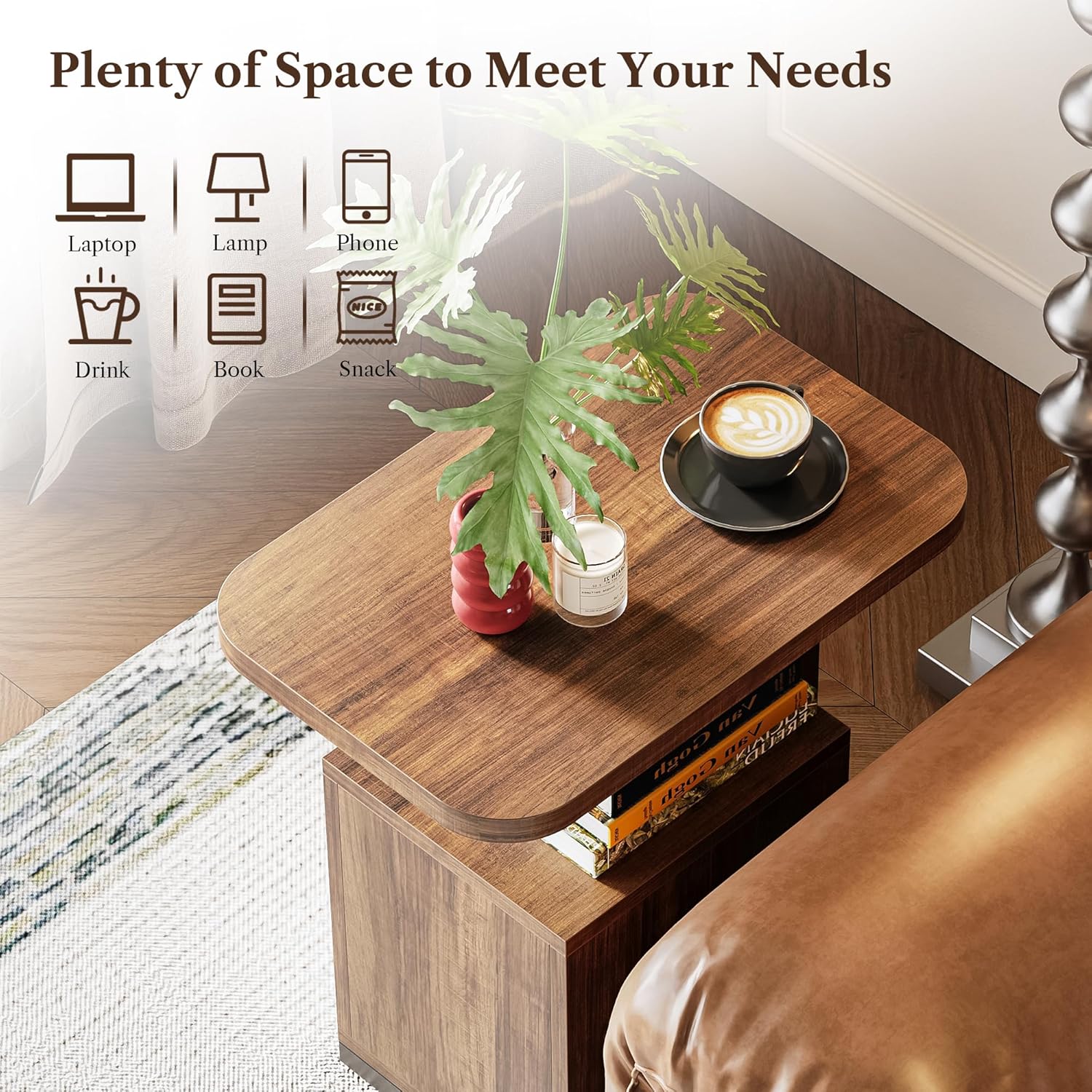 LIKEMET End Table with Cat House（25“）