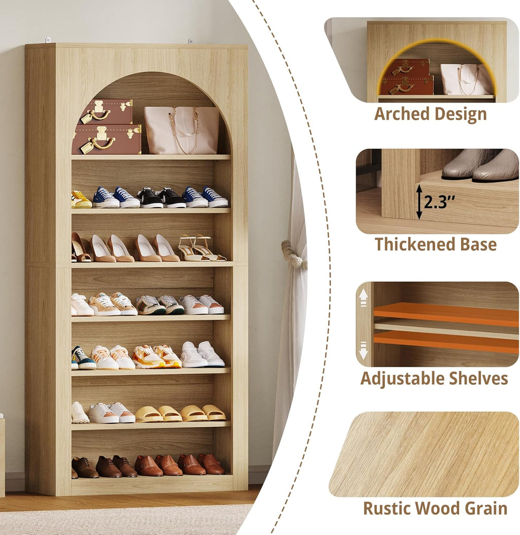 LIKEMET Arched Adjustable Shelf Shoe Cabinet（71“）