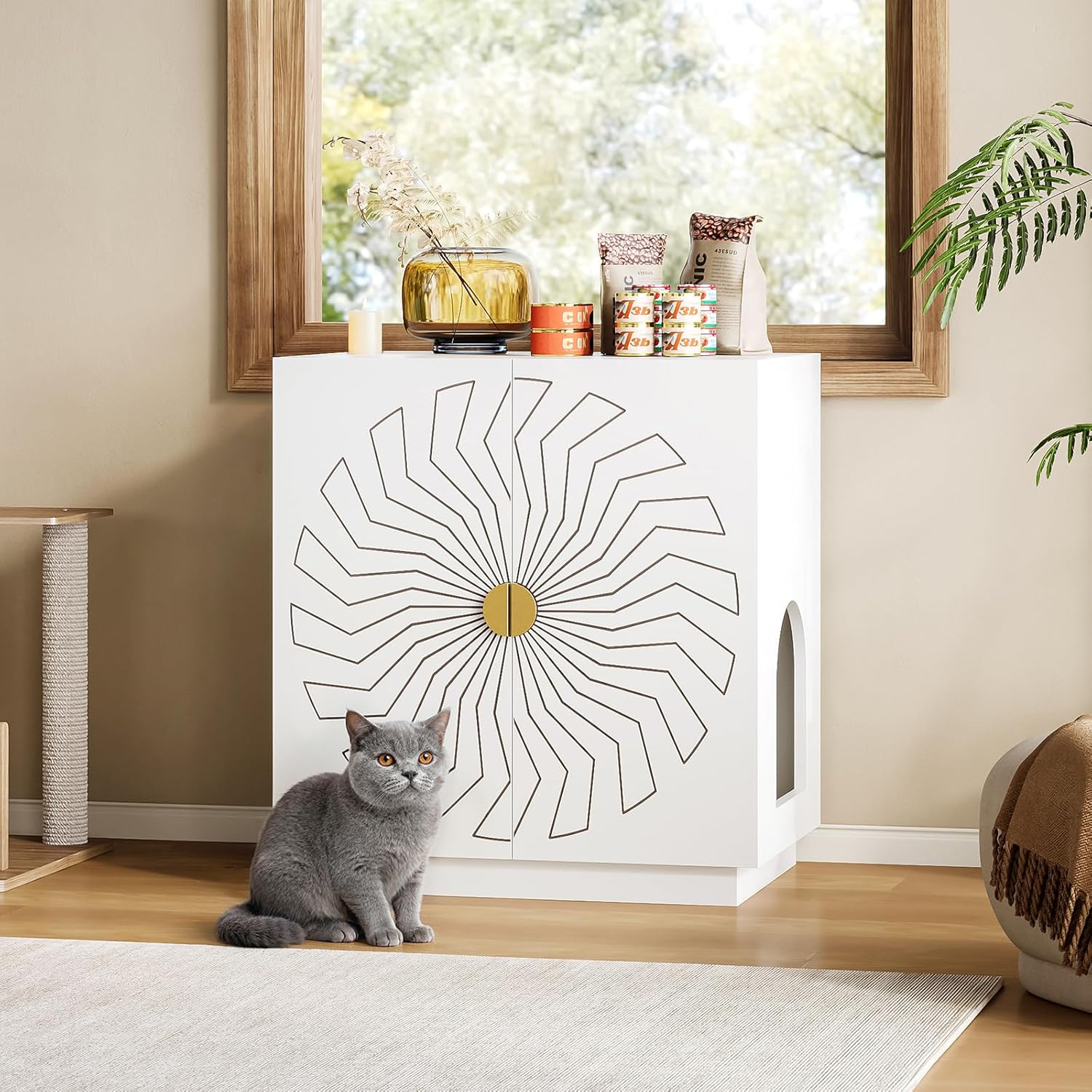 LIKEMET Sunflower Storage Hidden Cat Litter Box