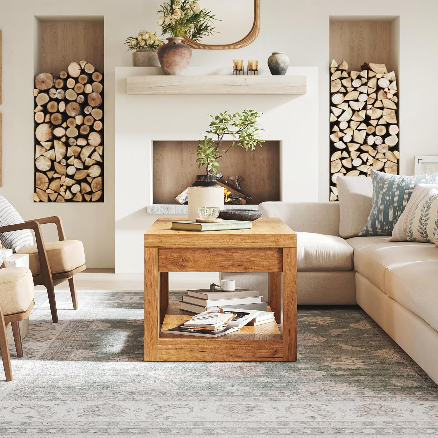 LIKEMET 47.24“ Wood Coffee Table