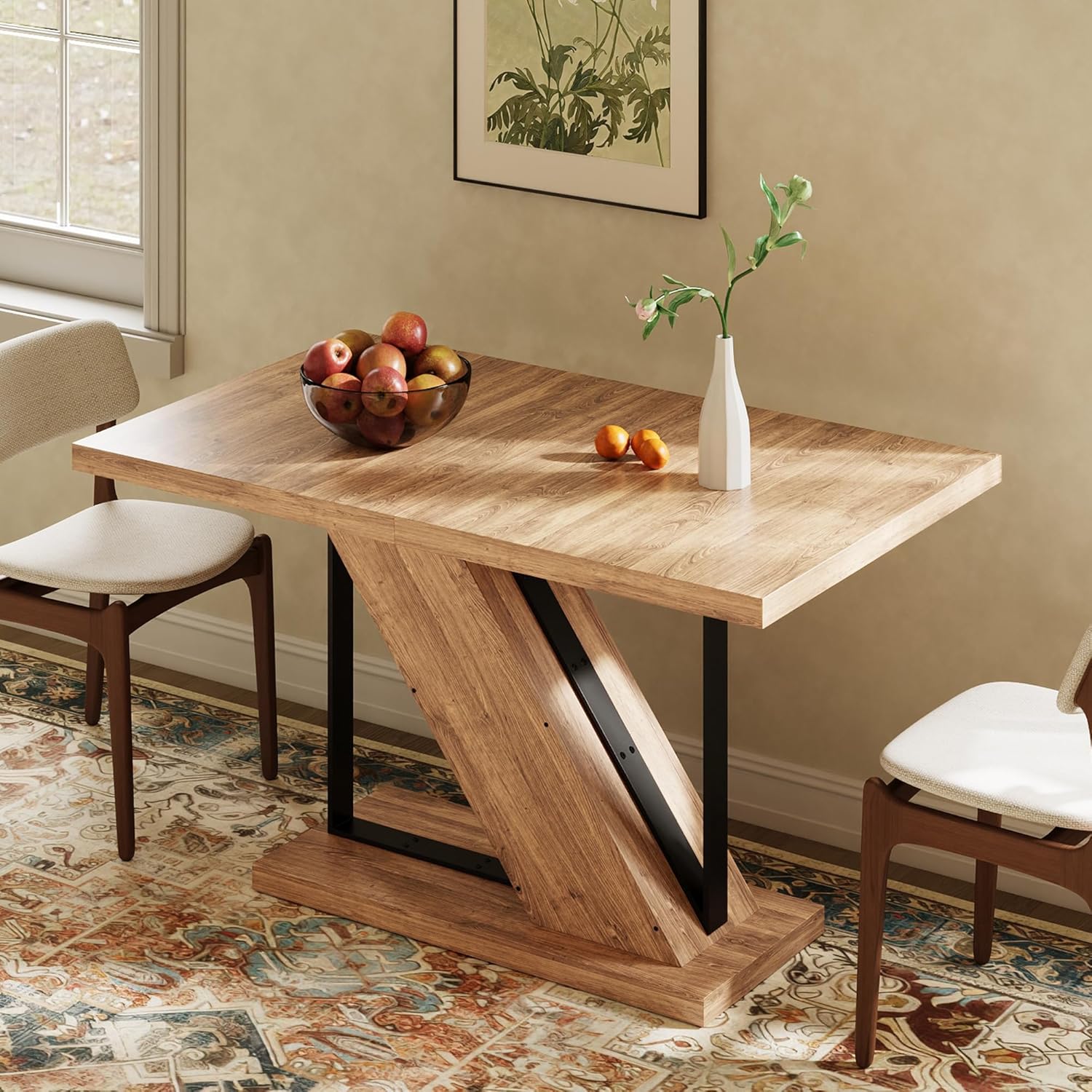 LIKEMET 47" Modern Wooden Small Rectangle Dining Table