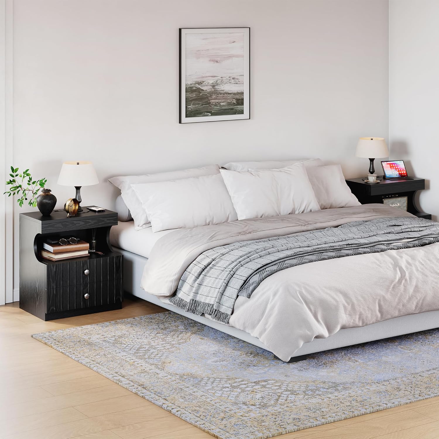 LIKEMET 21" French Nightstand ( LED & Charging Station )