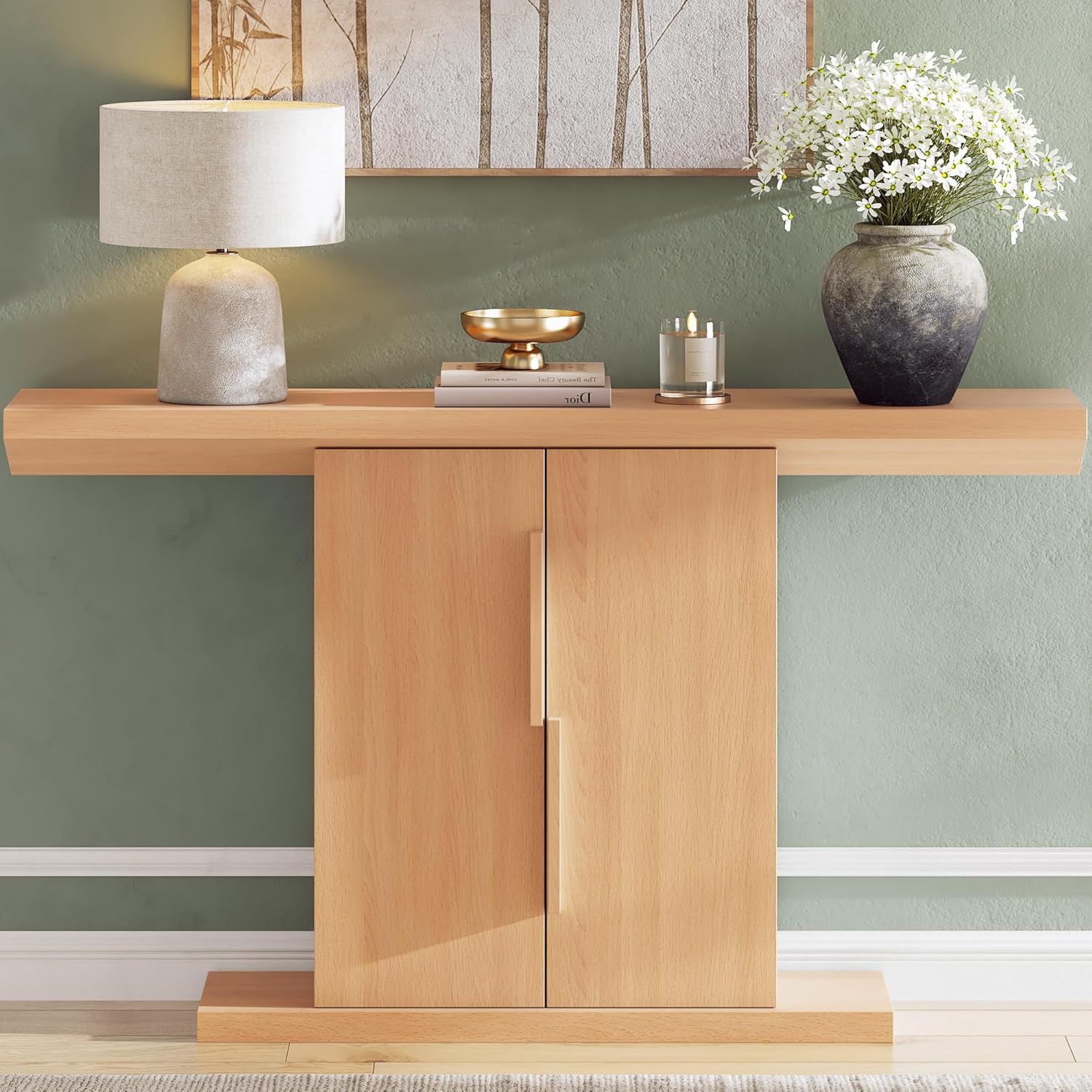LIKEMET 55" Tree Trunk Type Console Table