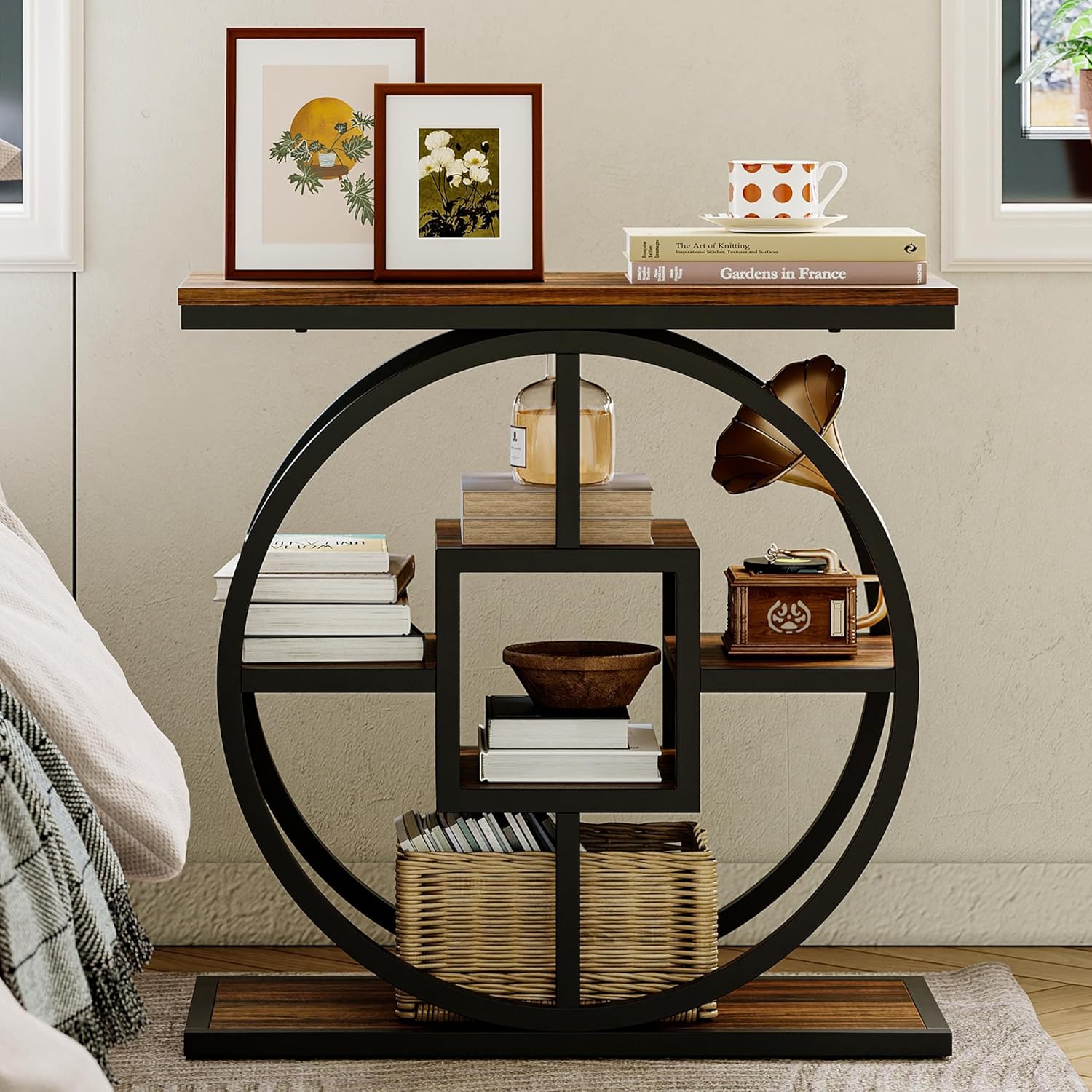 LIKEMET Geometric Frame Narrow End Table