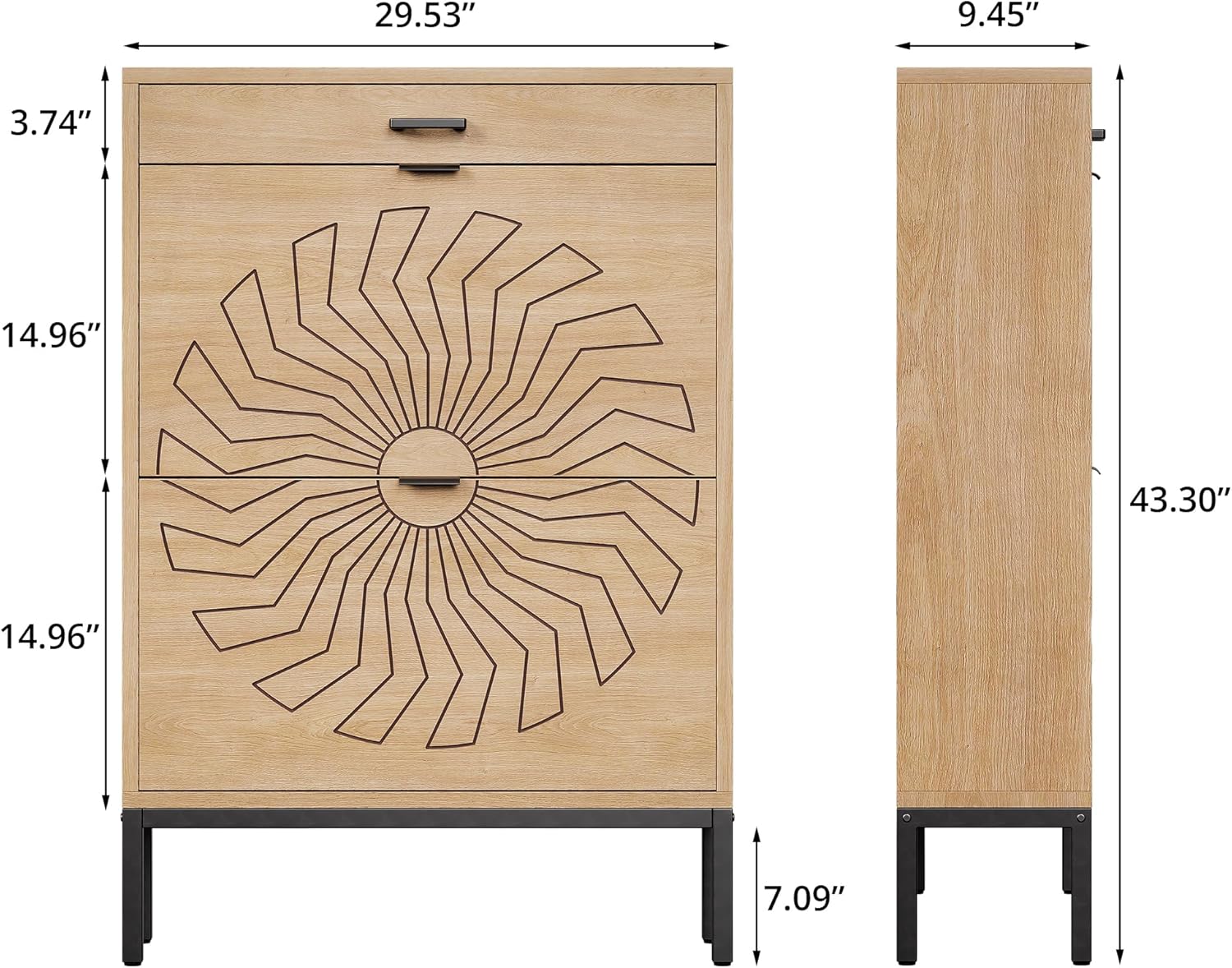 LIKEMET Carved Sunflower Shoe Rack