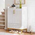 LIKEMET 5-Tier Shoe Cabinet with Carved Lines Doors