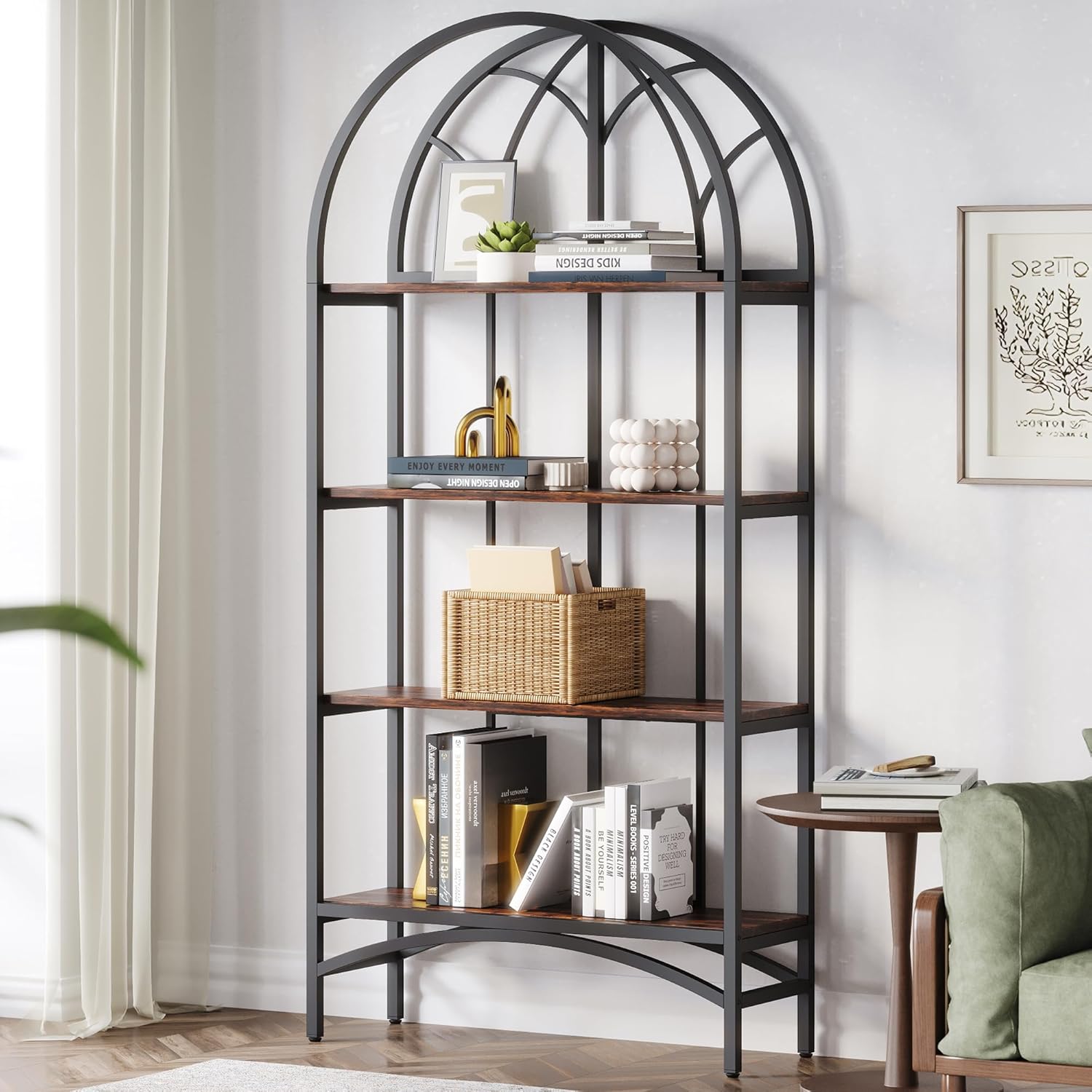LIKEMET 70.8" High Arched Bookcase