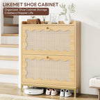 LIKEMET 4-tier Wave-shaped Rattan Shoe Cabinet（31.4“）
