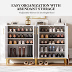 LIKEMET 5-Tier Shoe Cabinet with Carved Lines Doors