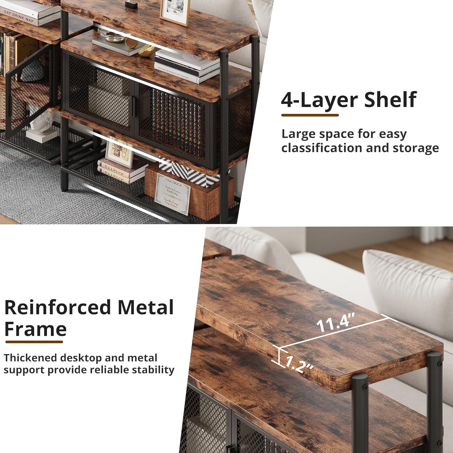 LIKEMET 74" Three-Tier Entryway Table