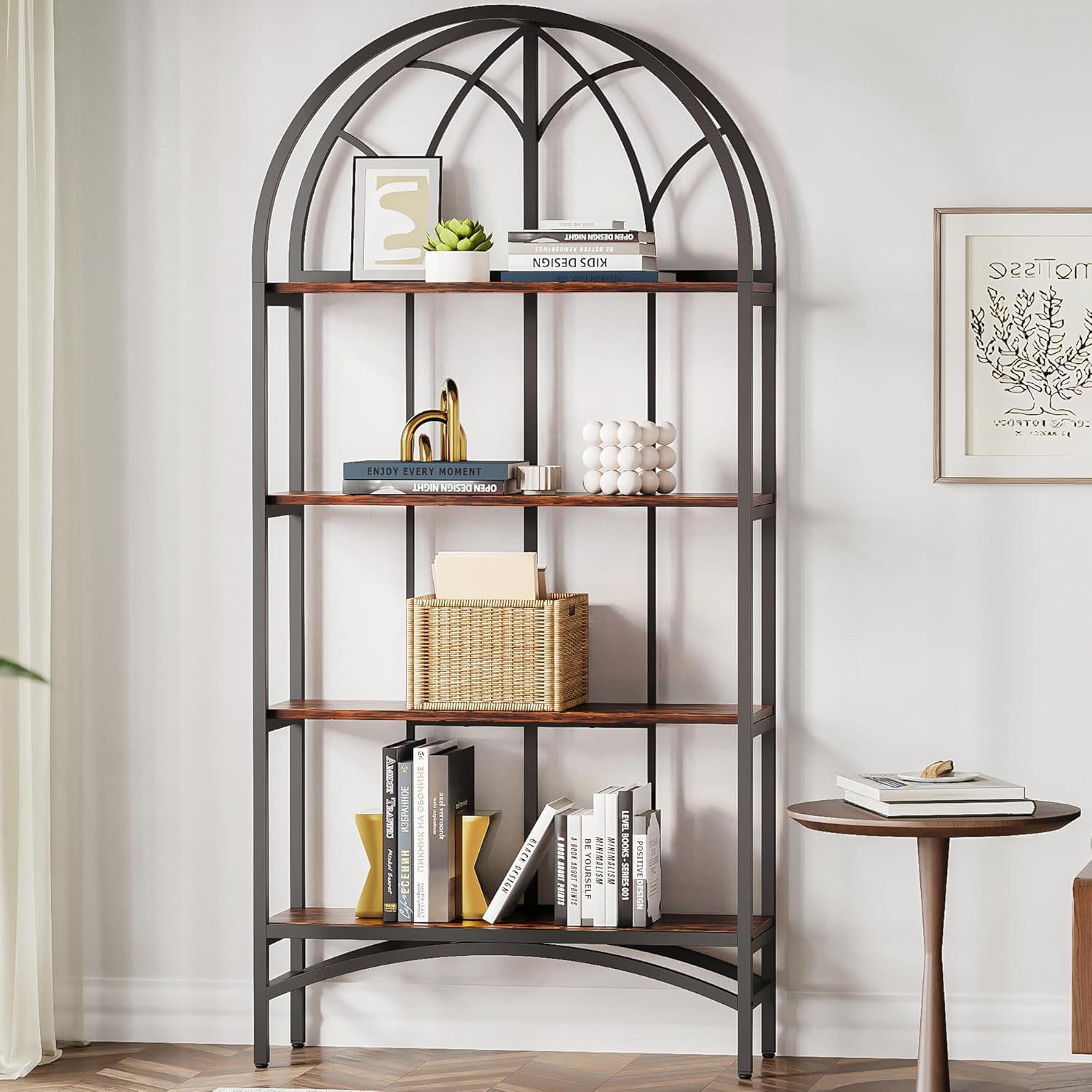 LIKEMET 70.8" High Arched Bookcase