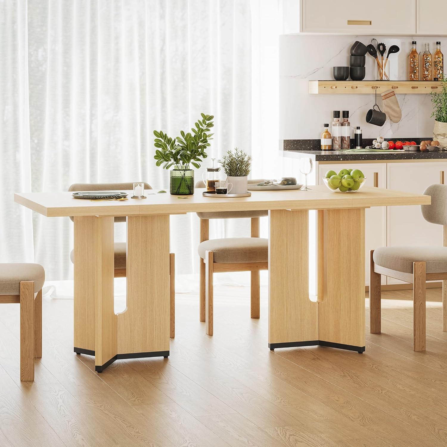 LIKEMET 70.9" Rectangular Wooden Dining Table