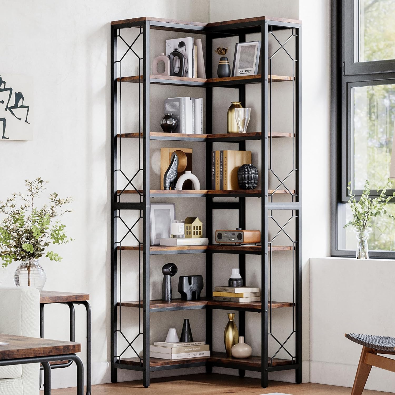 LIKEMET 79" Corner Bookcase